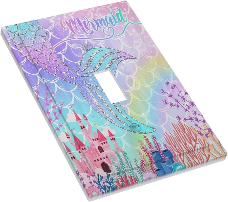 Sghxwp Silvery Glitter Cute Mermaid Tail Fantasy Castle 1 Gang Light Switch Covers Single Toggle Wall Plate Decorative Switchcover Electrical Switchplate for Kidroom Nursery Bedroom Kitchen Decor - Image 3